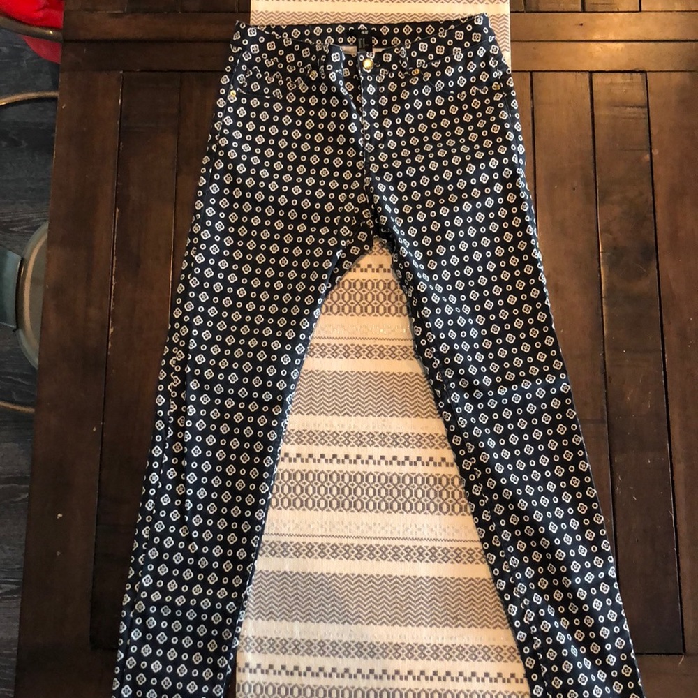H&M Navy Patterned Skinny Pants